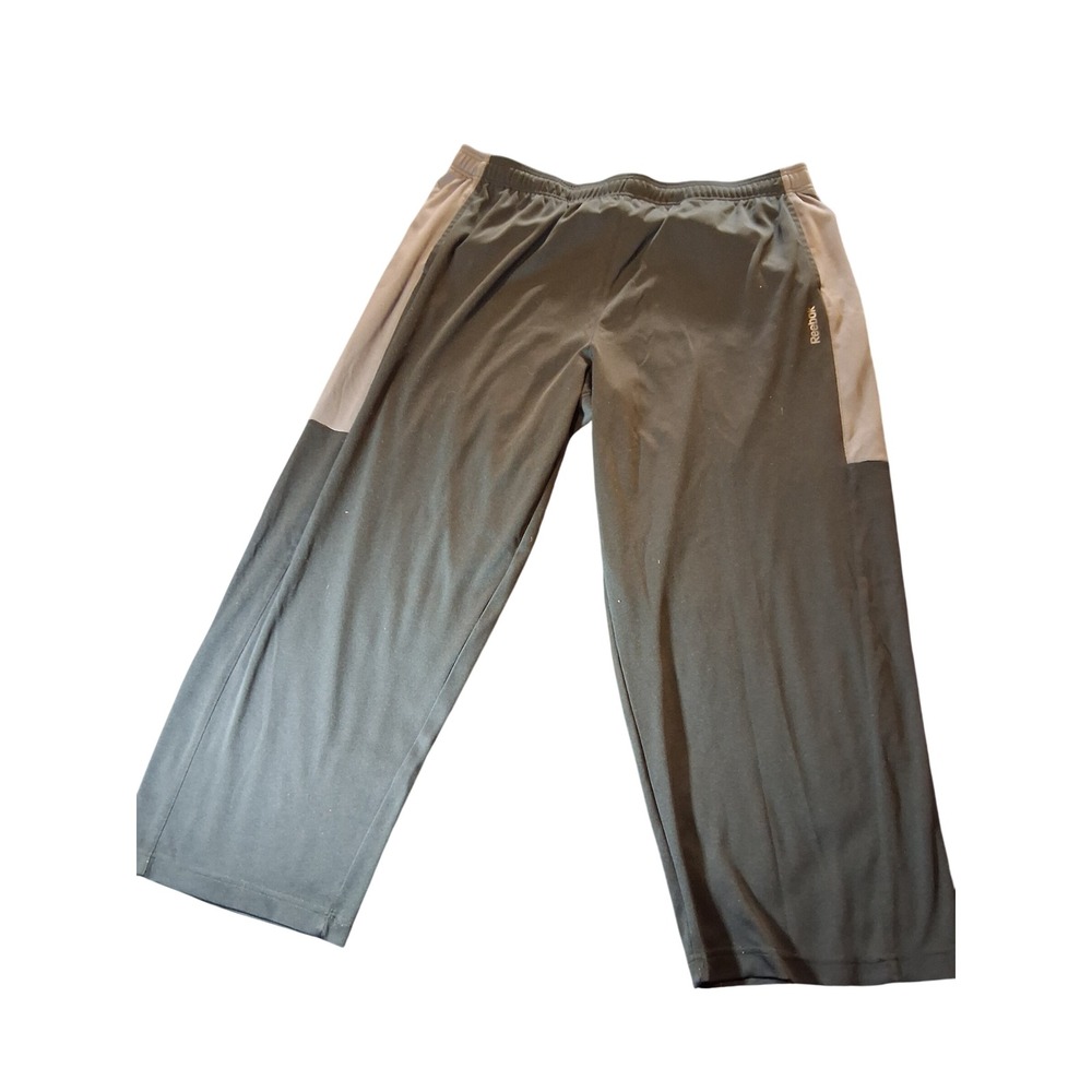 Reebok Mens 3XL Athletic Pants Black Grey Side Stripe Elastic Waist Training